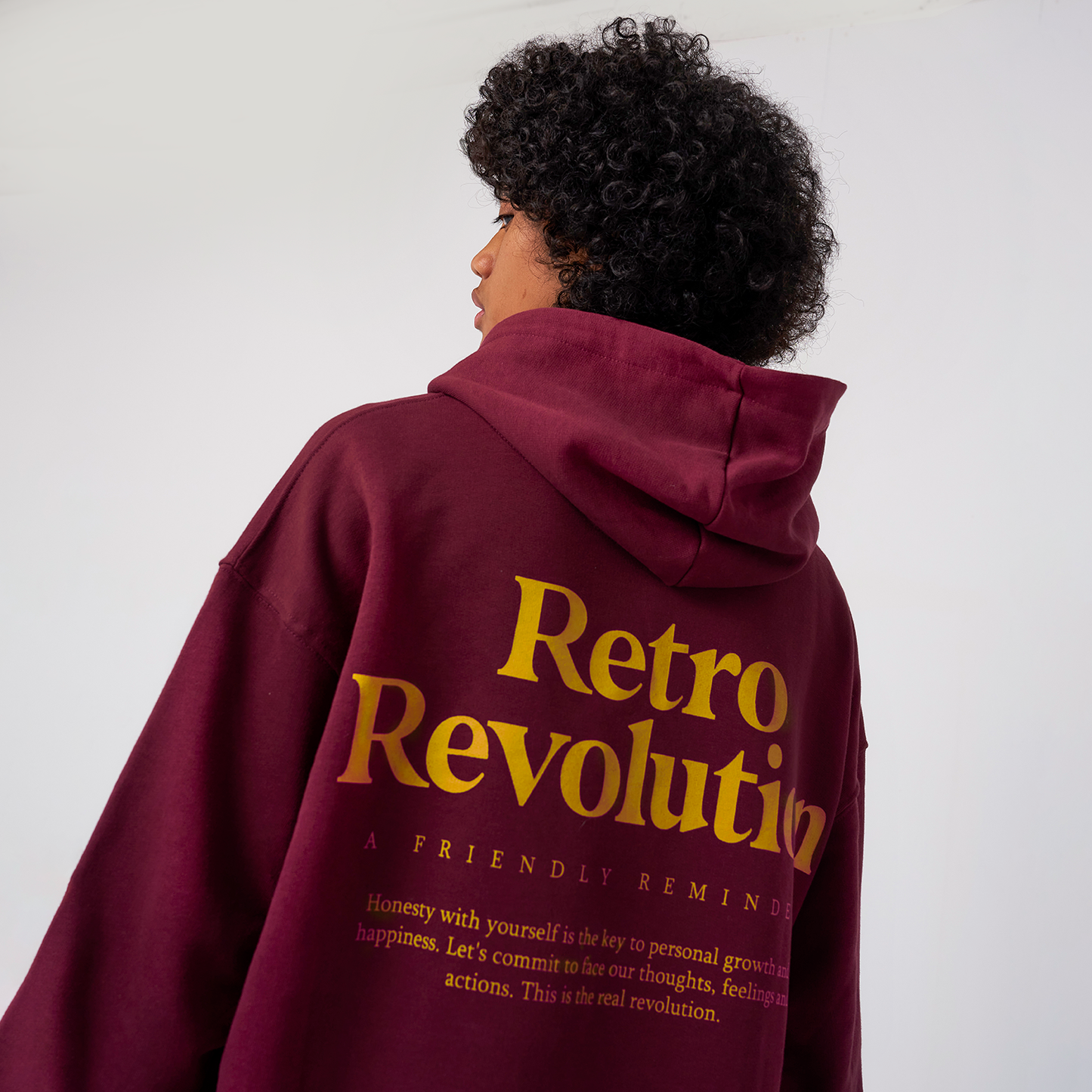 Retro Hoodie Organic Oversize Burdeos