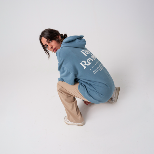 Retro Hoodie Organic Oversize Blue