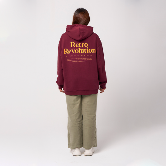 Retro Hoodie Organic Oversize Burgundy