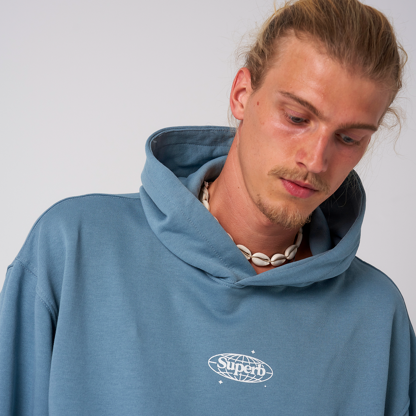 Retro Hoodie Organic Oversize Azul