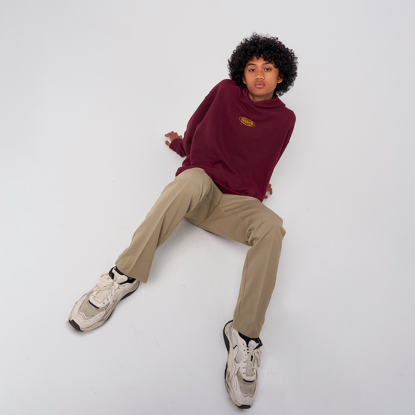 Retro Hoodie Organic Oversize Burdeos