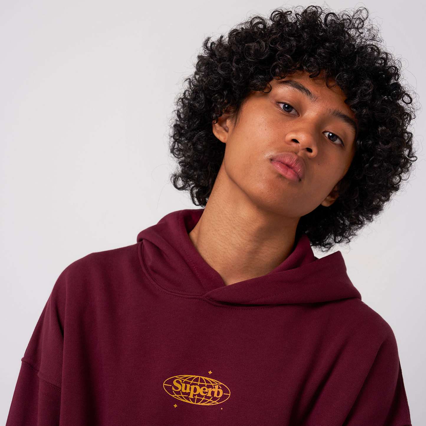Retro Hoodie Organic Oversize Burdeos