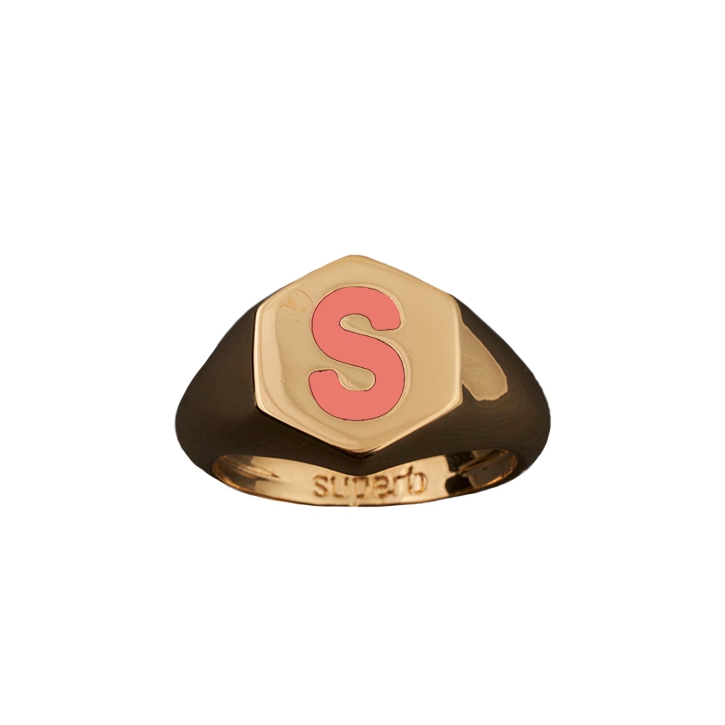 Gold Hexagon Coral Ring