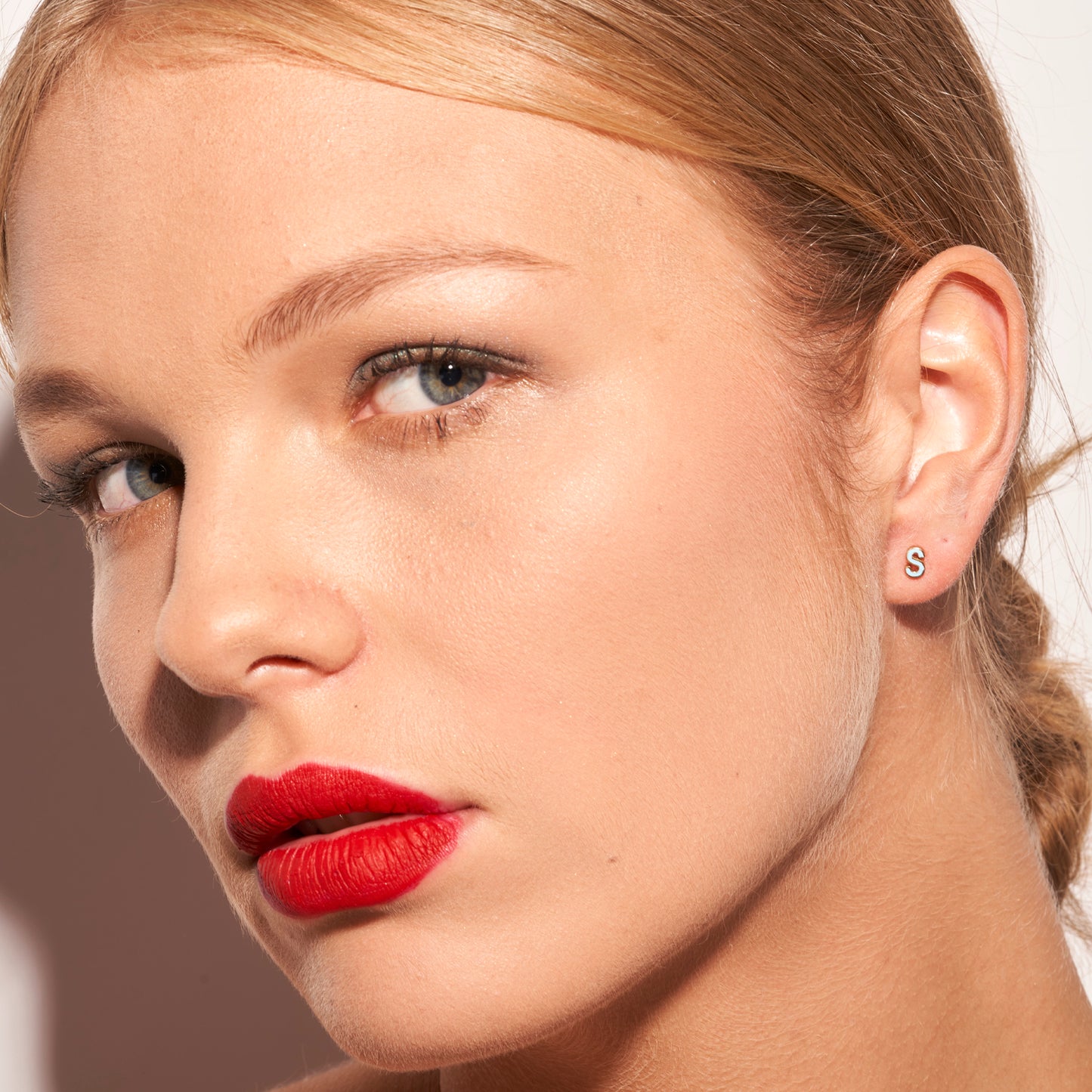 Gold S Blue Earring