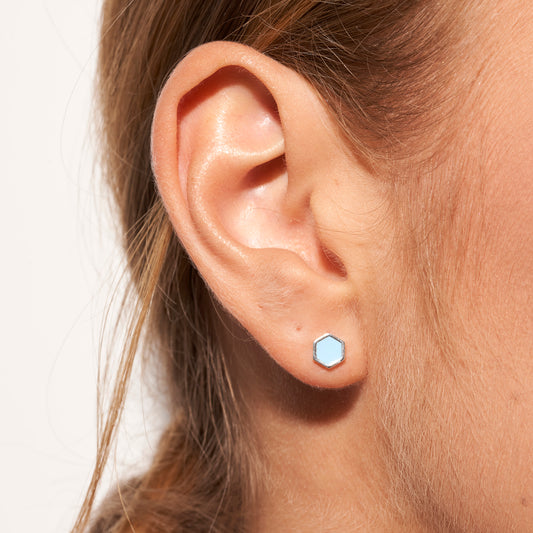 Silver S blue earring