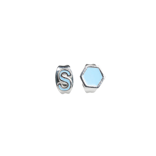 Silver S blue earring