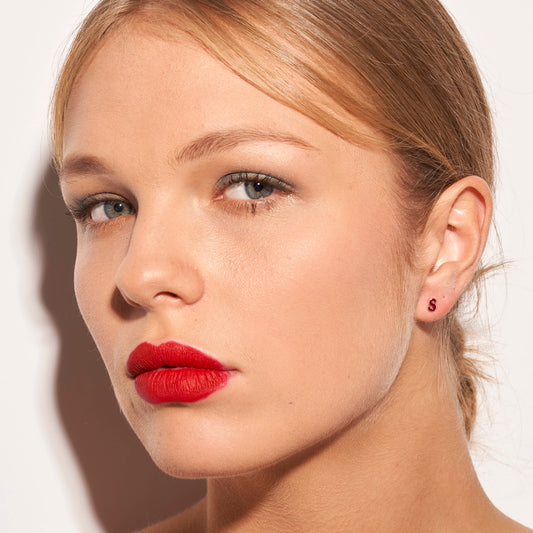 Silver S Garnet Earring