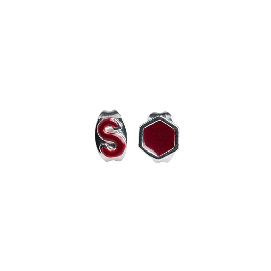 Silver S Garnet Earring