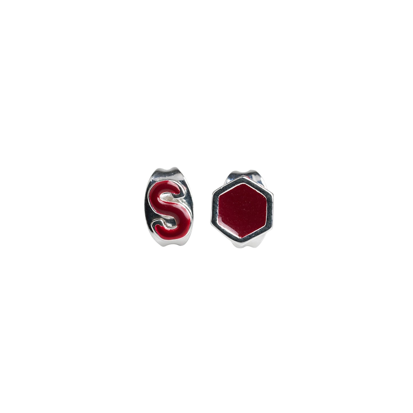 Silver S Garnet Earring