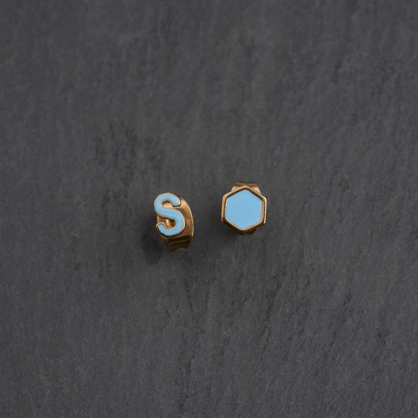 Gold S Blue Earring