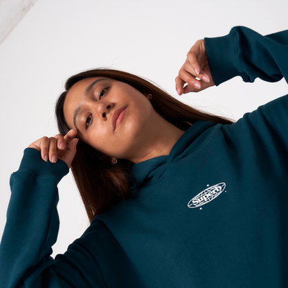 Retro Hoodie Organic Oversize Teal