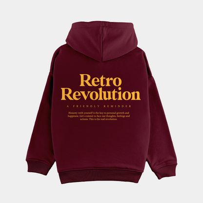 Retro Hoodie Organic Oversize Burdeos