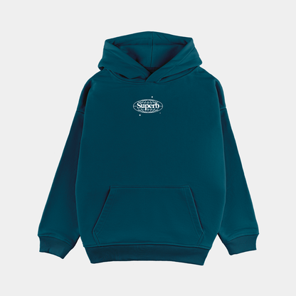 Retro Hoodie Organic Oversize Teal