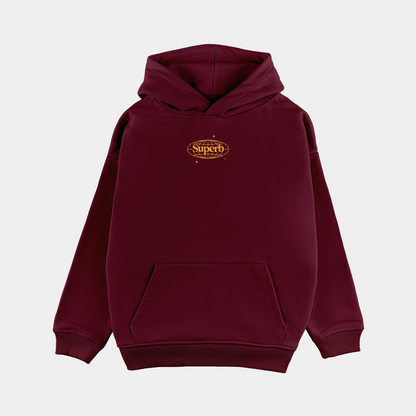 Retro Hoodie Organic Oversize Burdeos