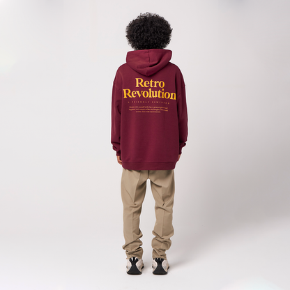 Retro Hoodie Organic Oversize Burdeos