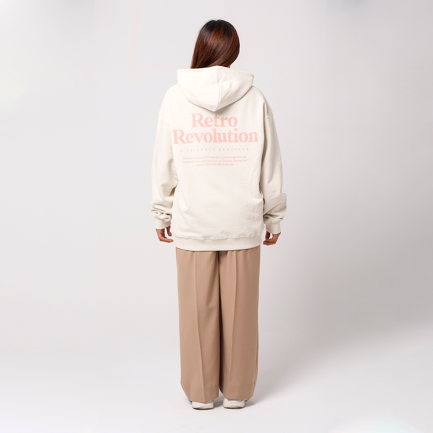 Retro Hoodie Organic Oversize Ecru