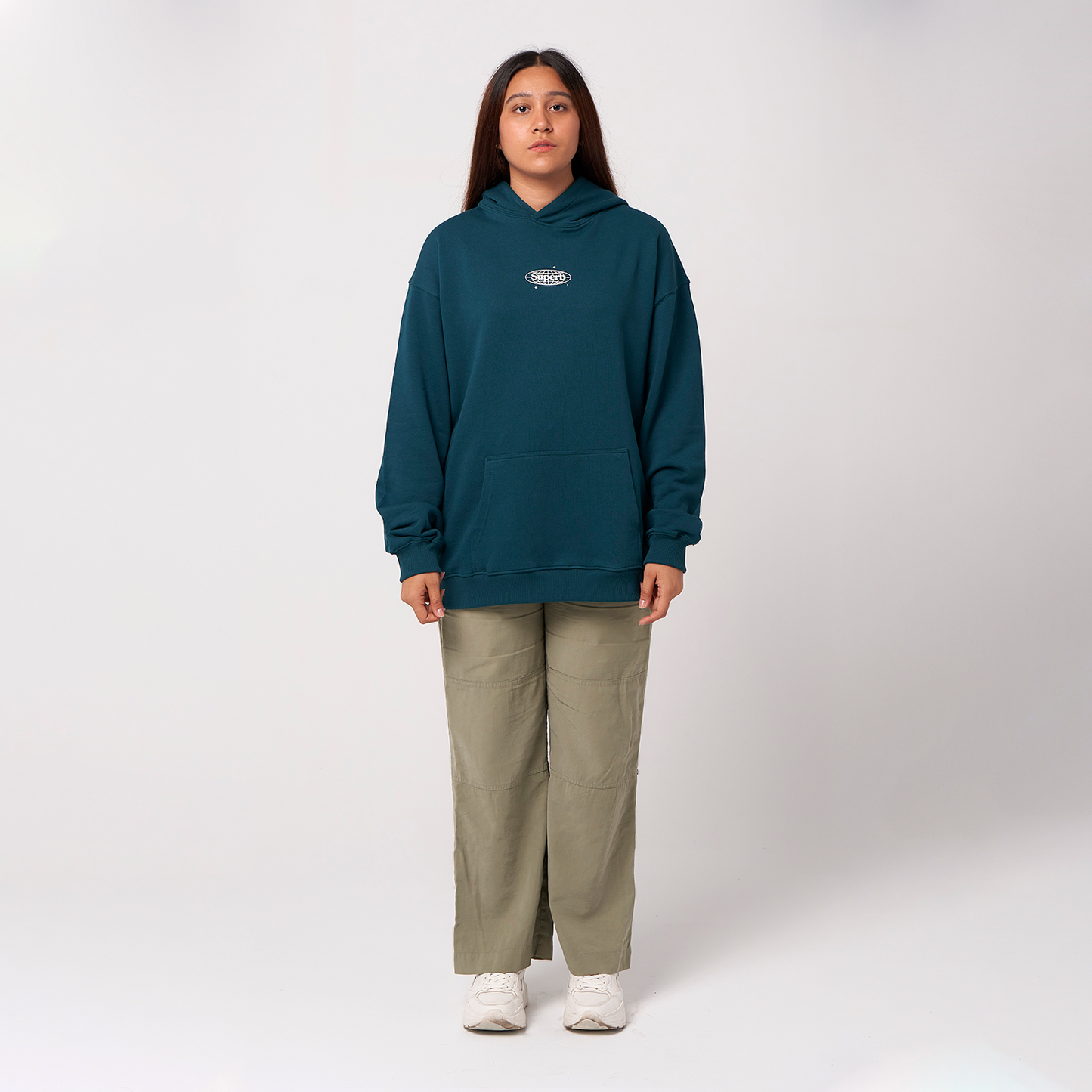 Retro Hoodie Organic Oversize Teal