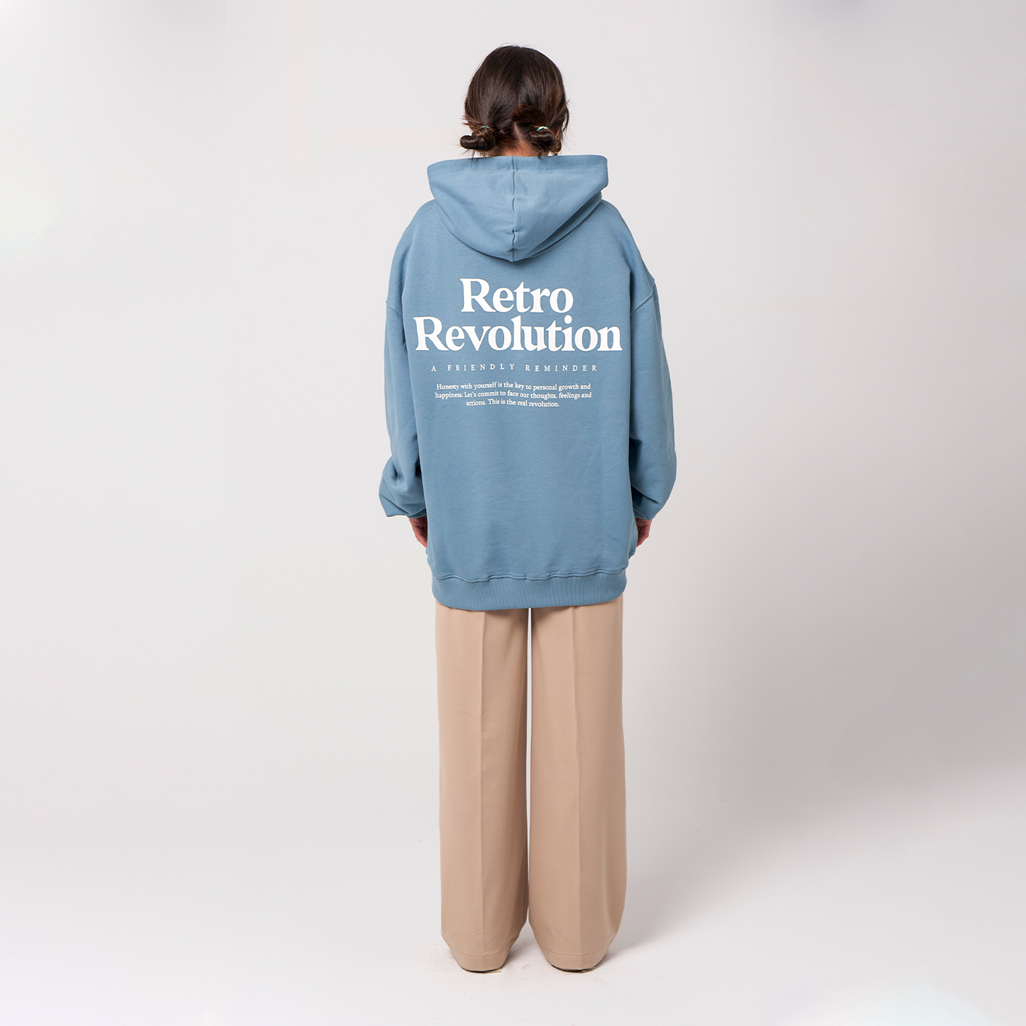 Retro Hoodie Organic Oversize Azul