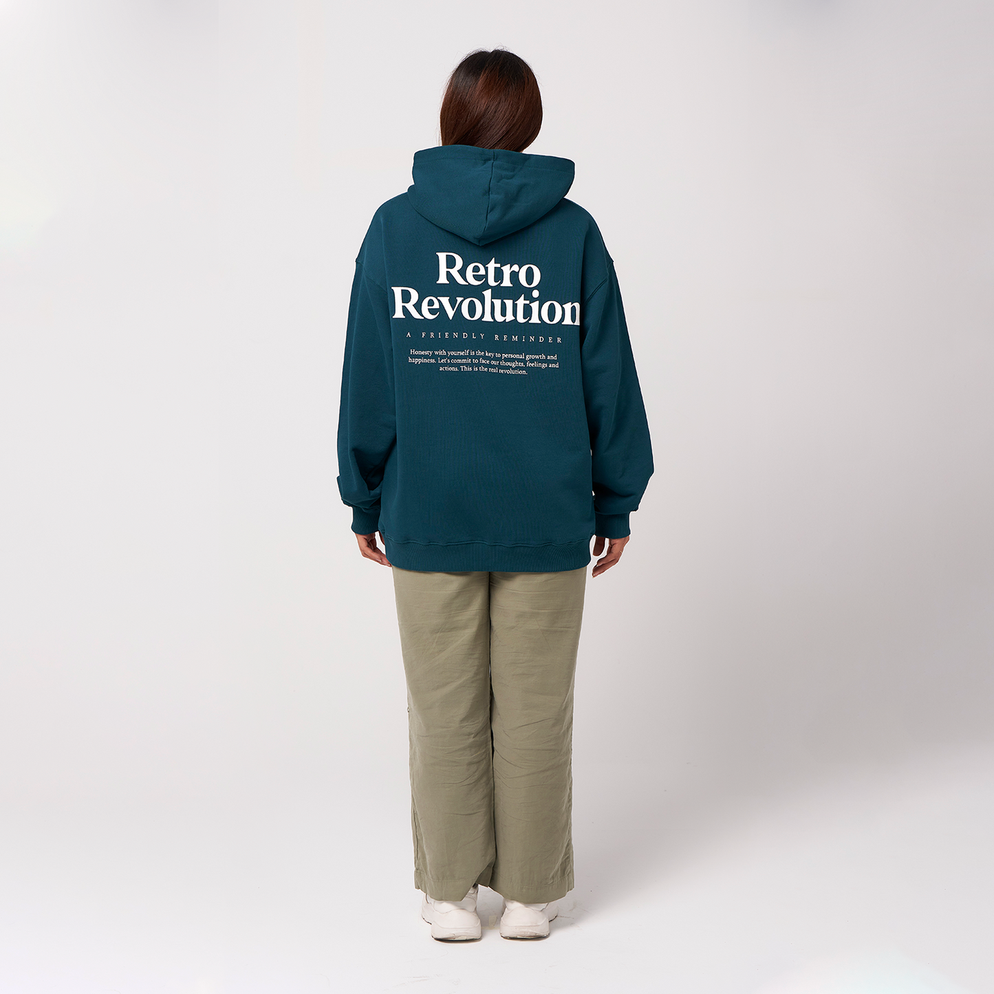 Retro Hoodie Organic Oversize Teal