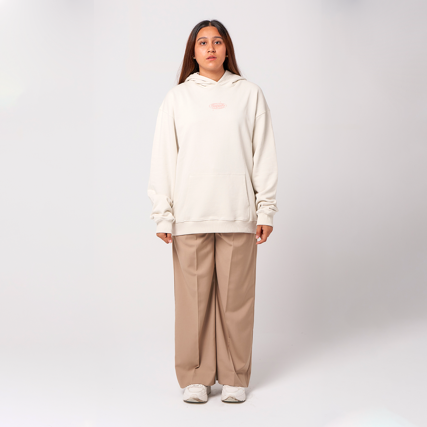 Retro Hoodie Organic Oversize Ecru