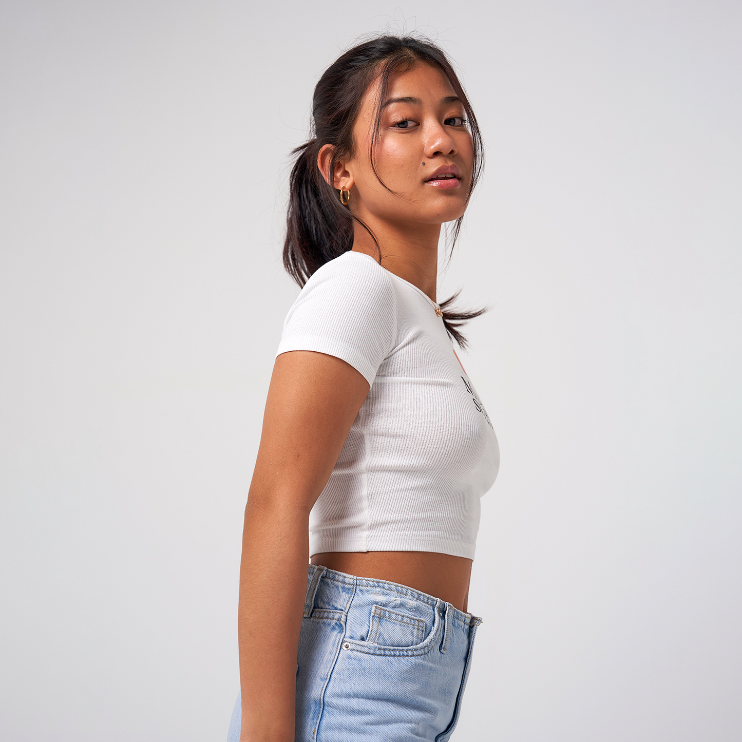 Crop Top RetroRainbow Blanco