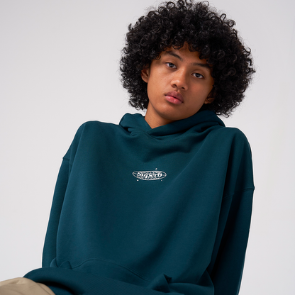 Retro Hoodie Organic Oversize Teal