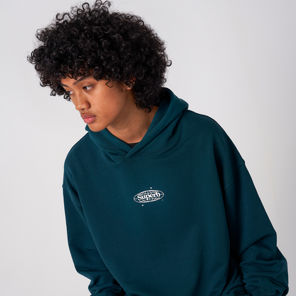 Retro Hoodie Organic Oversize Teal