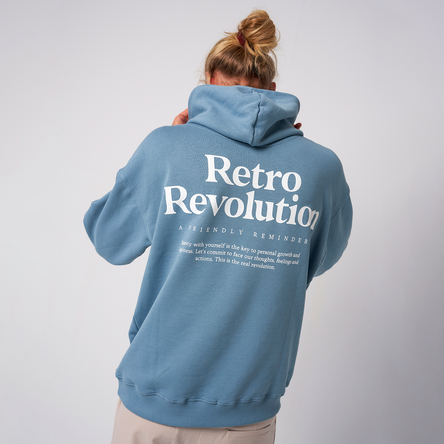 Retro Hoodie Organic Oversize Azul