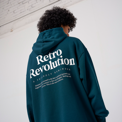 Retro Hoodie Organic Oversize Teal