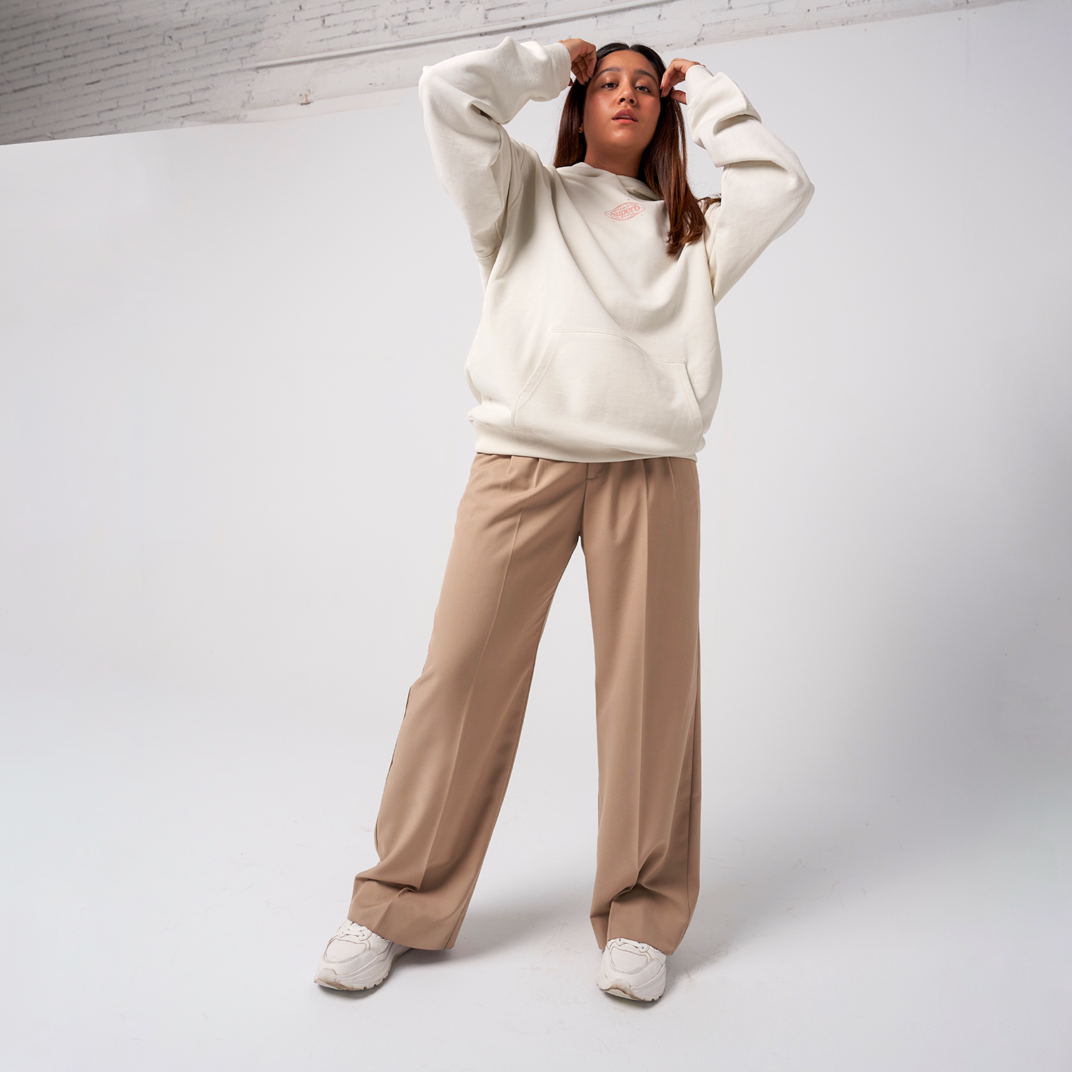 Retro Hoodie Organic Oversize Ecru