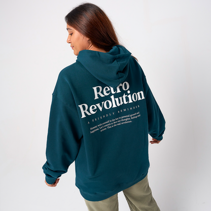 Retro Hoodie Organic Oversize Teal