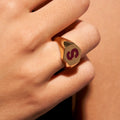 Gold Hexagon Garnet Ring