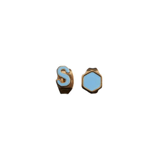 Gold S Blue Earring