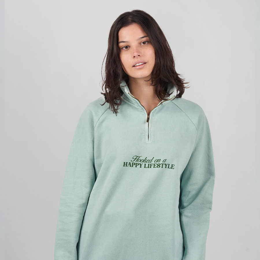 Half Zip Hooked Verde