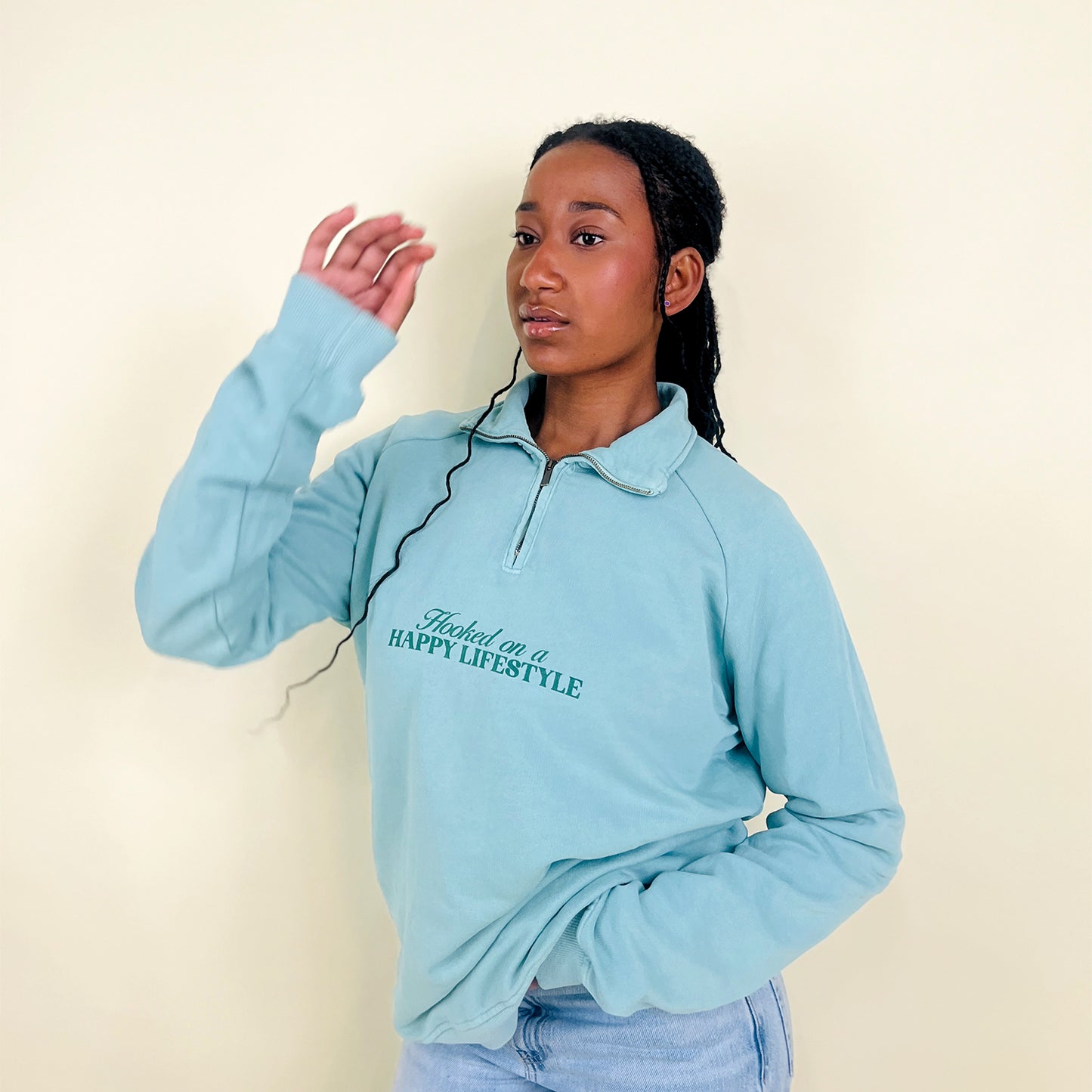 Half Zip Hooked Verde