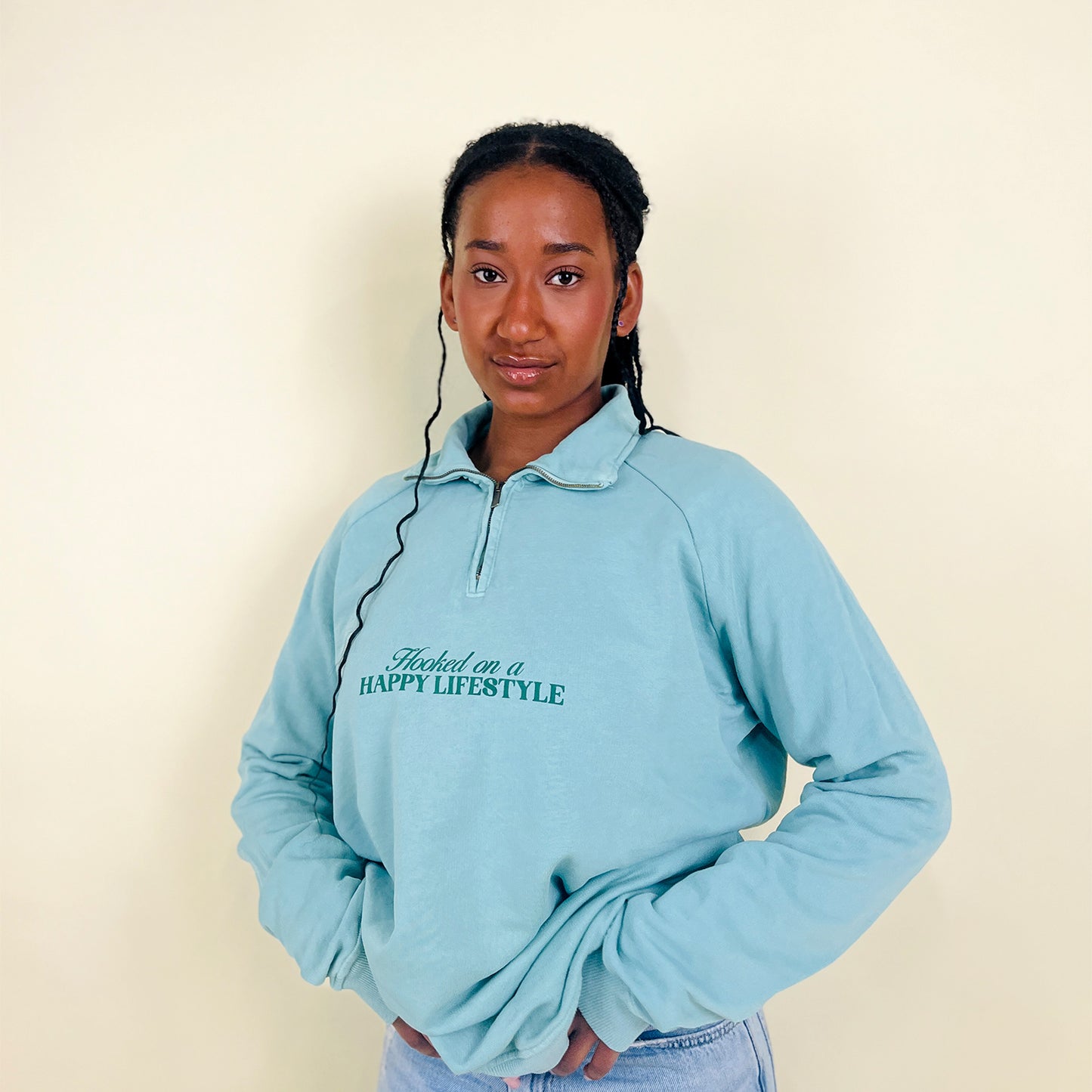 Half Zip Hooked Verde