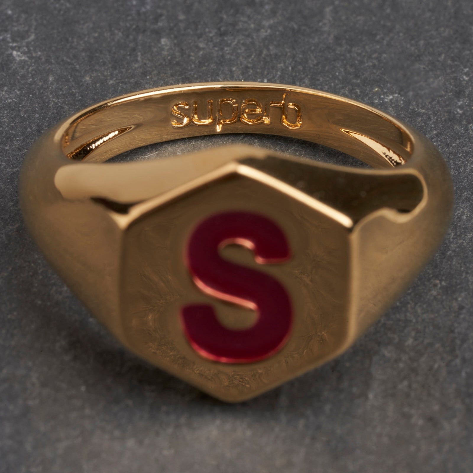 Gold Hexagon Garnet Ring