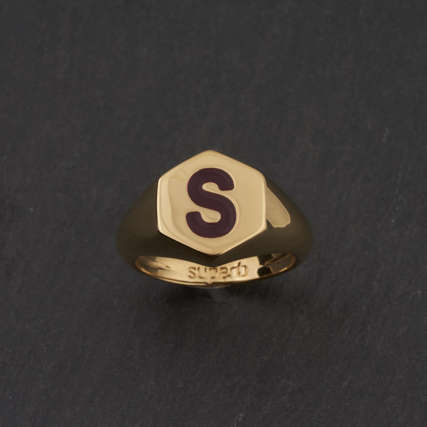 Anillo Dorado Hexagon Granate